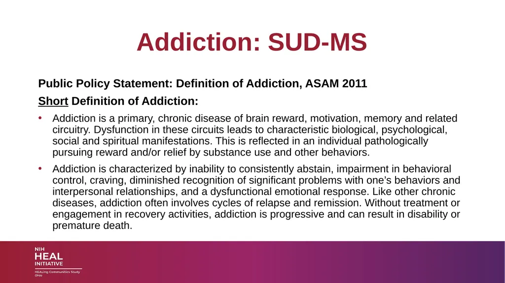 SUBSTANCE USE DISORDERS: Overview and applications - slide 9 of 48