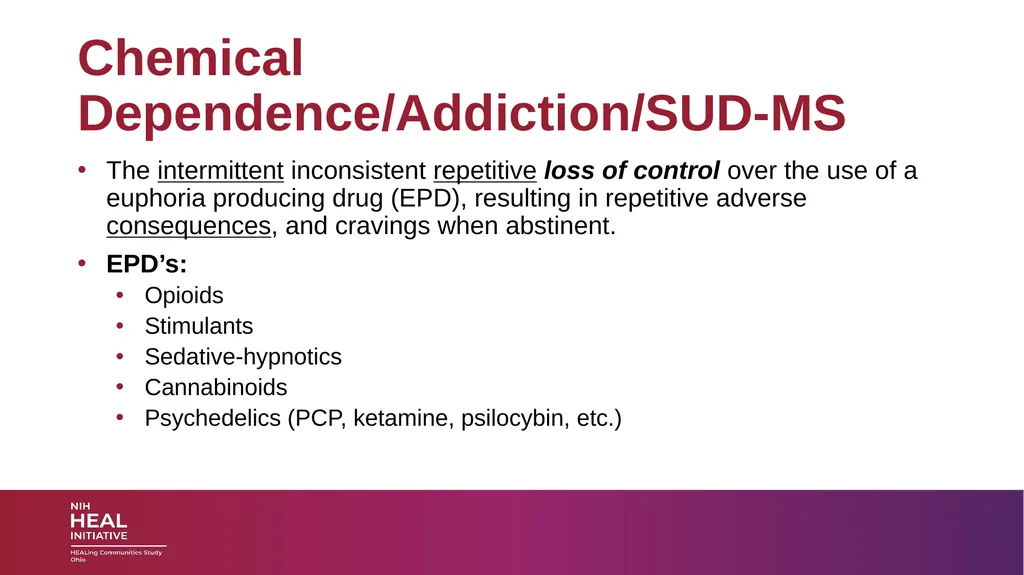 SUBSTANCE USE DISORDERS: Overview and applications - slide 11 of 48
