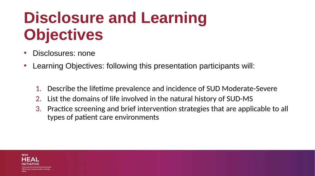 SUBSTANCE USE DISORDERS: Overview and applications - slide 2 of 48