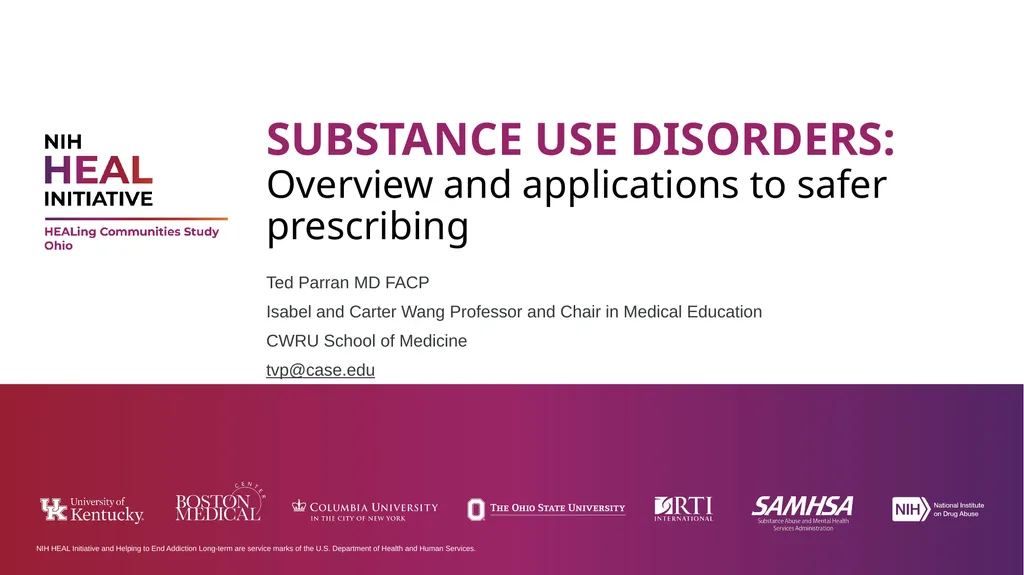 SUBSTANCE USE DISORDERS: Overview and applications - slide 1 of 48