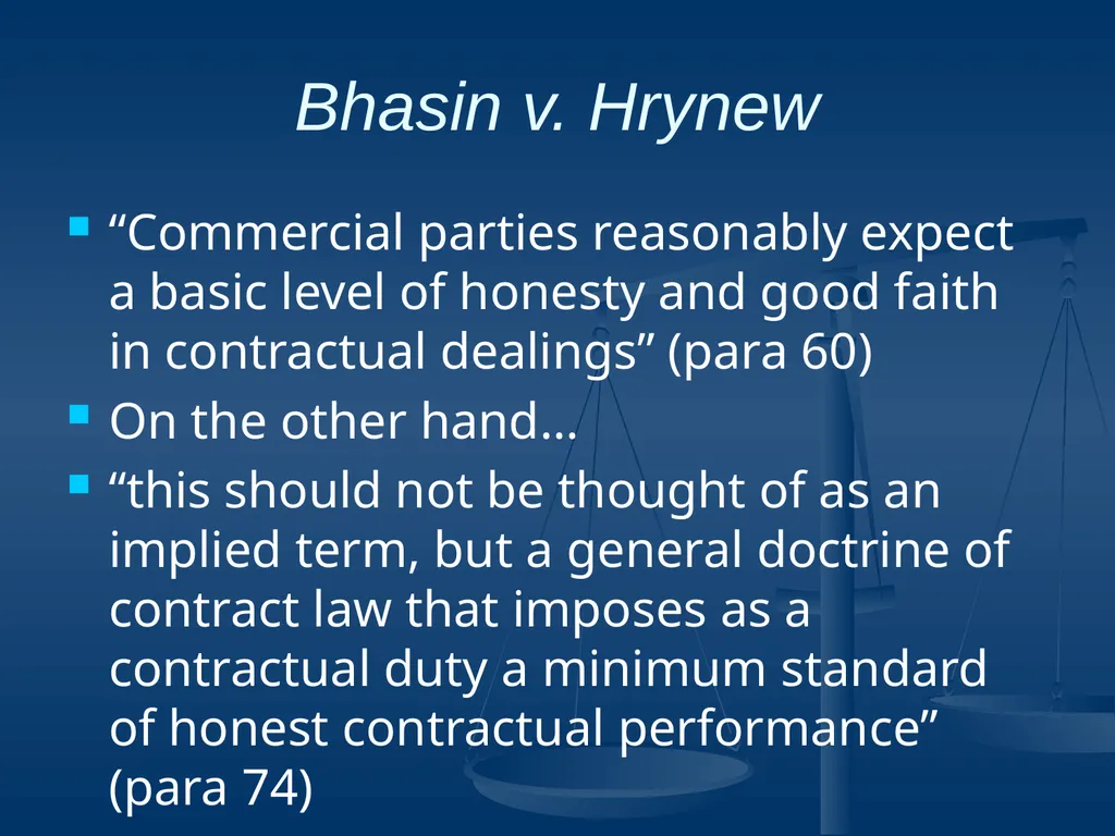 Good Faith in Contractual Relations Professor - slide 27 of 38