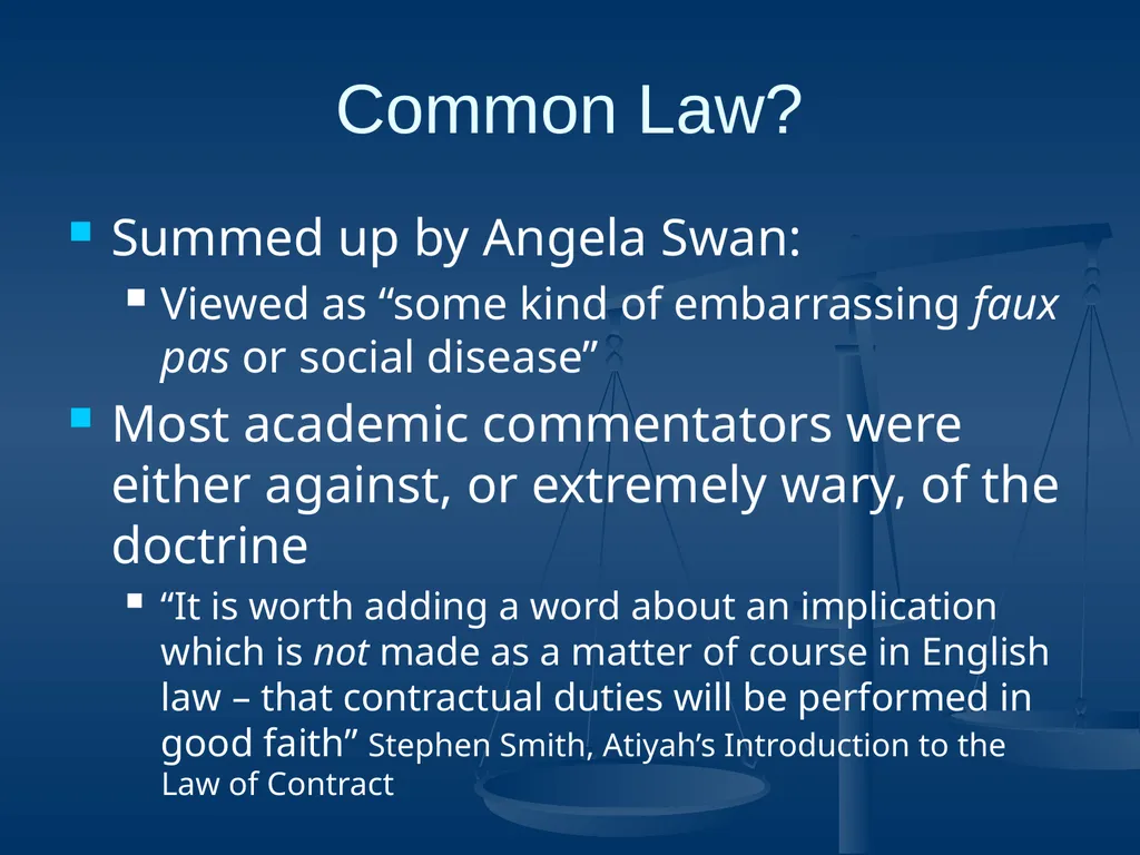 Good Faith in Contractual Relations Professor - slide 10 of 38