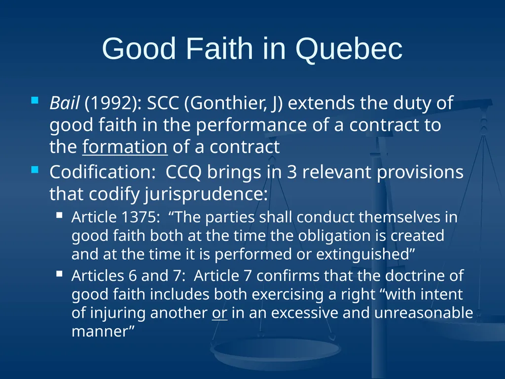 Good Faith in Contractual Relations Professor - slide 8 of 38