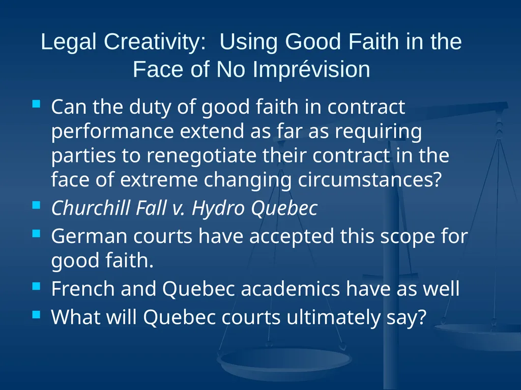 Good Faith in Contractual Relations Professor - slide 38 of 38