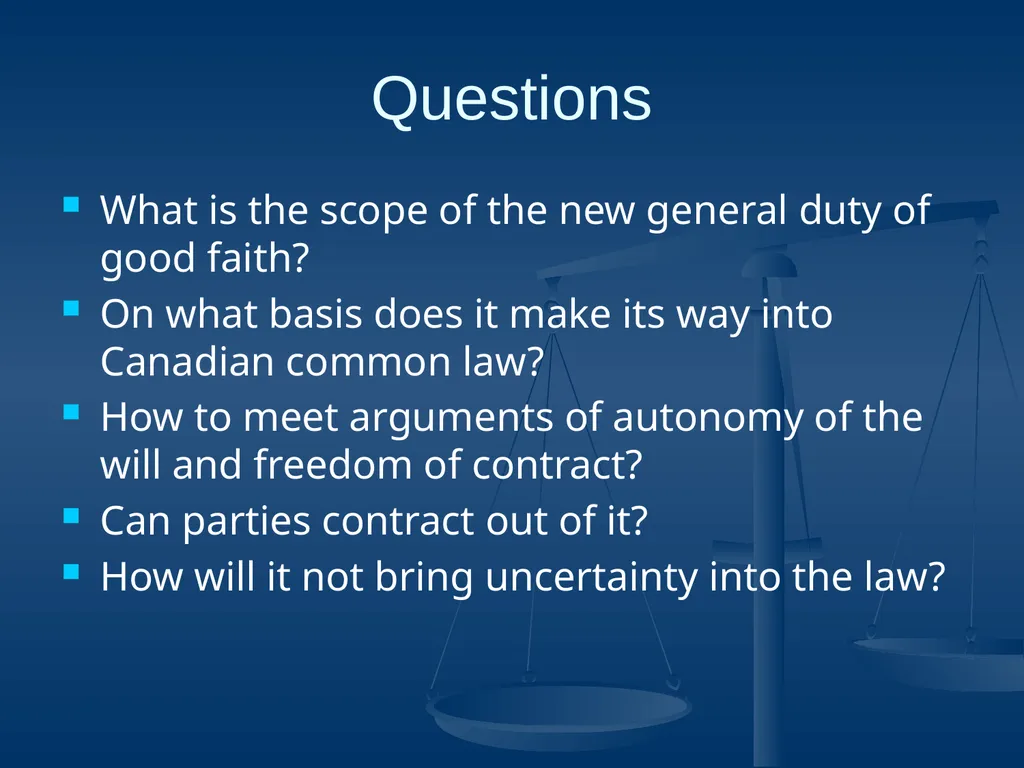 Good Faith in Contractual Relations Professor - slide 21 of 38