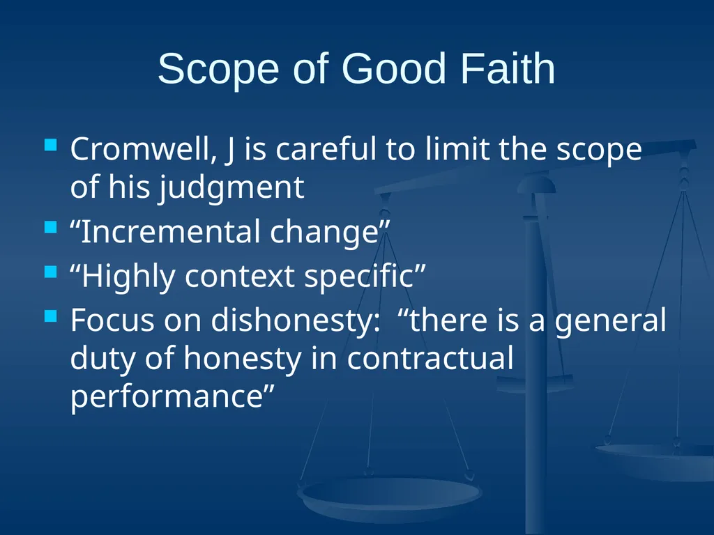 Good Faith in Contractual Relations Professor - slide 22 of 38