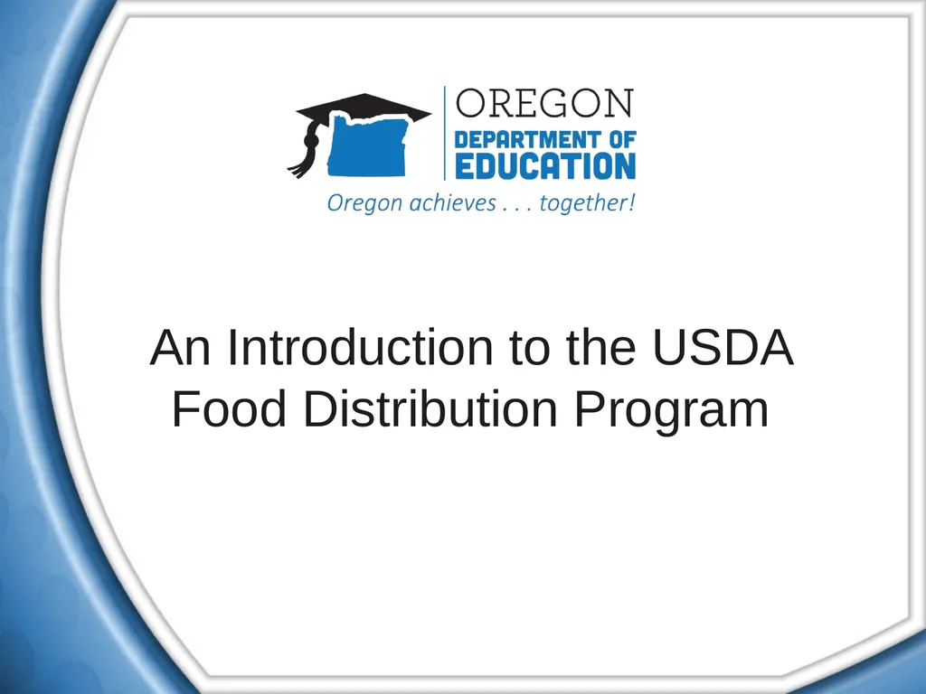 An Introduction to the USDA Food Distribution - slide 1 of 15