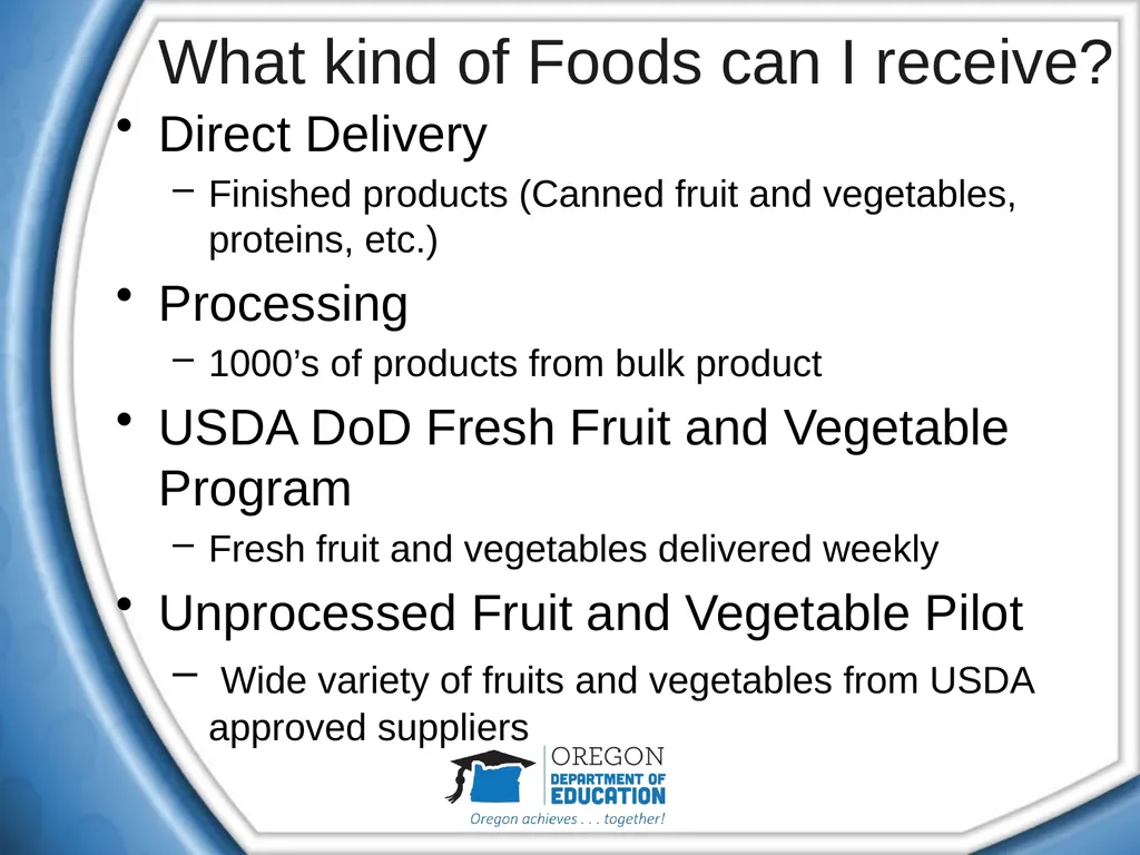 An Introduction to the USDA Food Distribution - slide 6 of 15