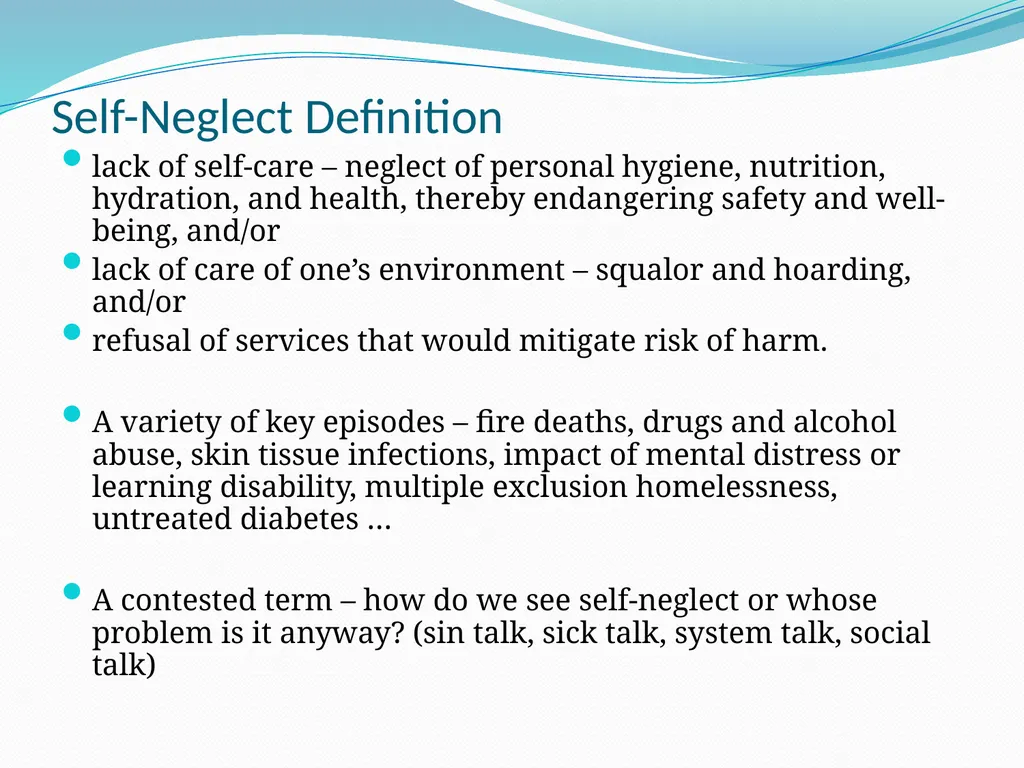 Self-neglect: the evidence-base from safeguarding - slide 2 of 50