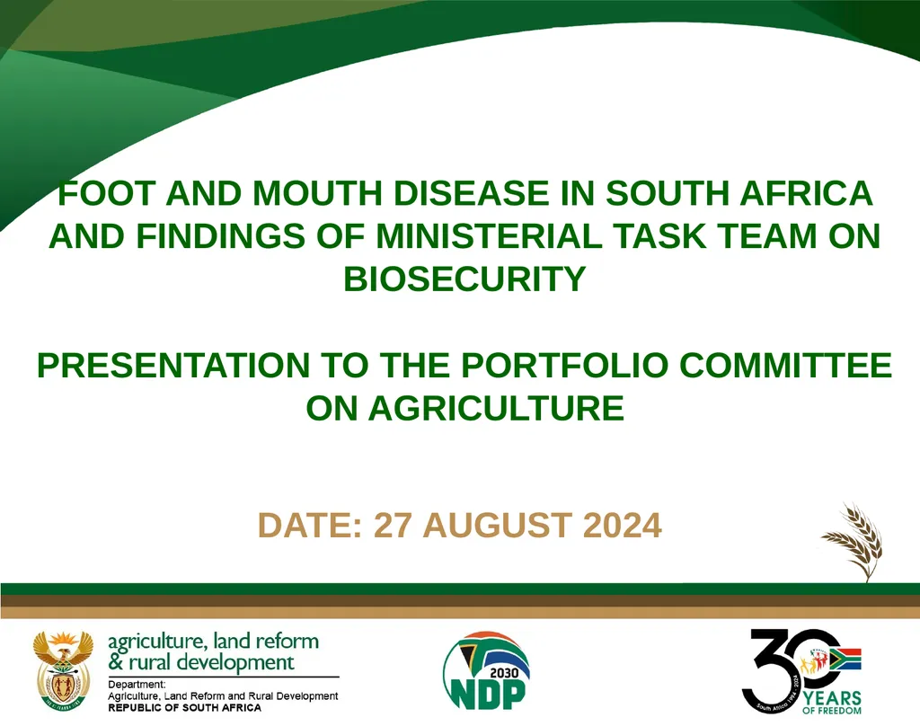DATE: 27 AUGUST 2024 FOOT AND MOUTH DISEASE IN - slide 1 of 23
