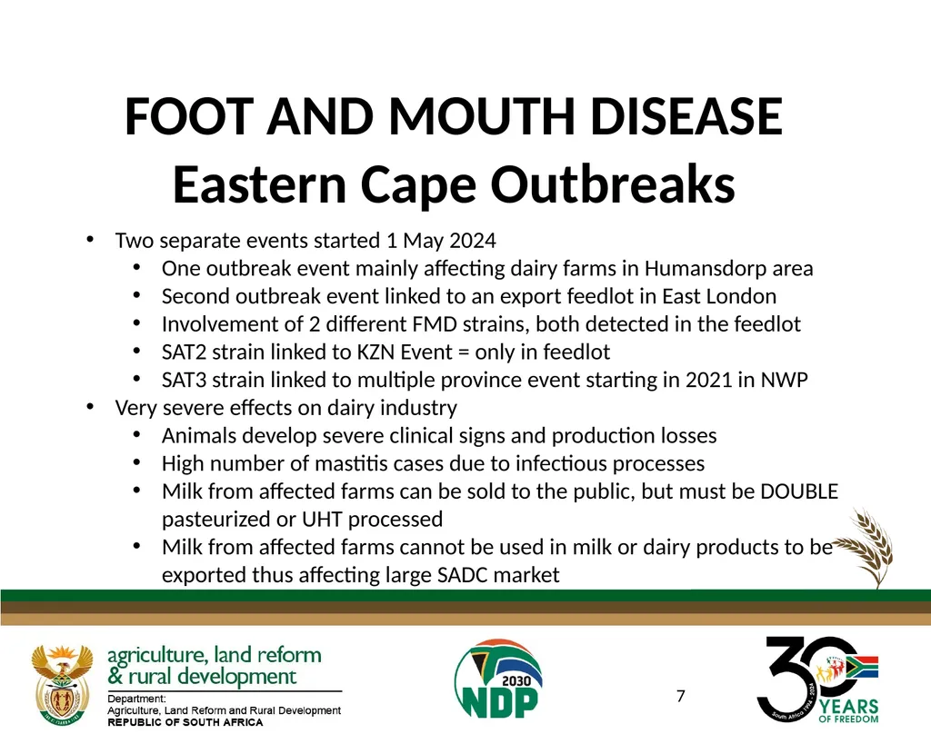 DATE: 27 AUGUST 2024 FOOT AND MOUTH DISEASE IN - slide 7 of 23