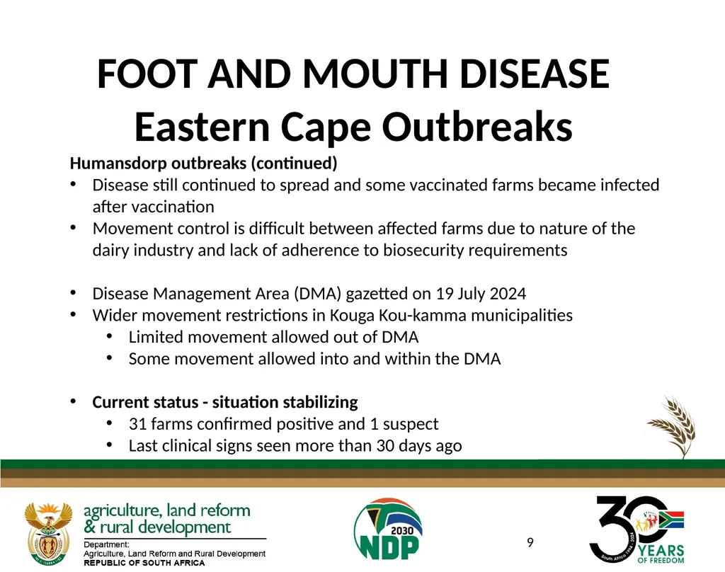 DATE: 27 AUGUST 2024 FOOT AND MOUTH DISEASE IN - slide 9 of 23