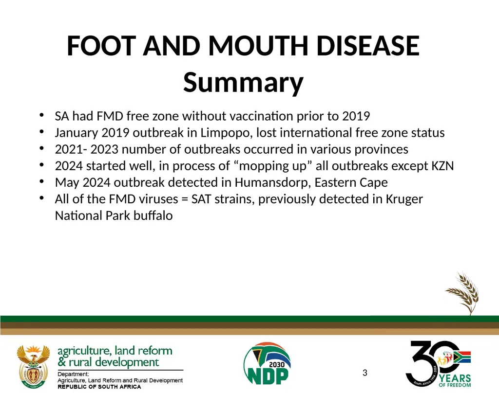 DATE: 27 AUGUST 2024 FOOT AND MOUTH DISEASE IN - slide 3 of 23