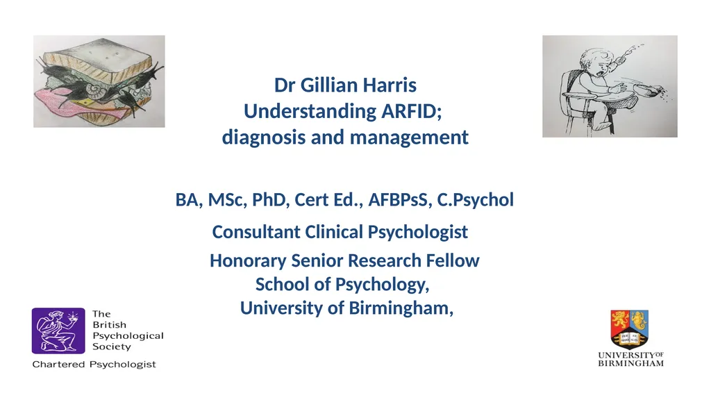 Dr Gillian Harris Understanding ARFID; diagnosis - slide 1 of 28