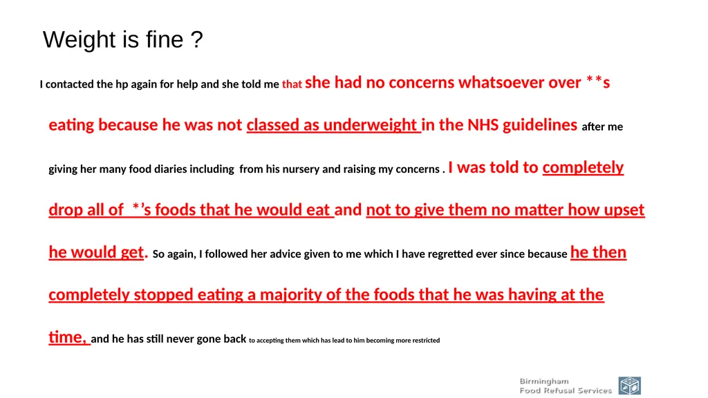 Dr Gillian Harris Understanding ARFID; diagnosis - slide 7 of 28