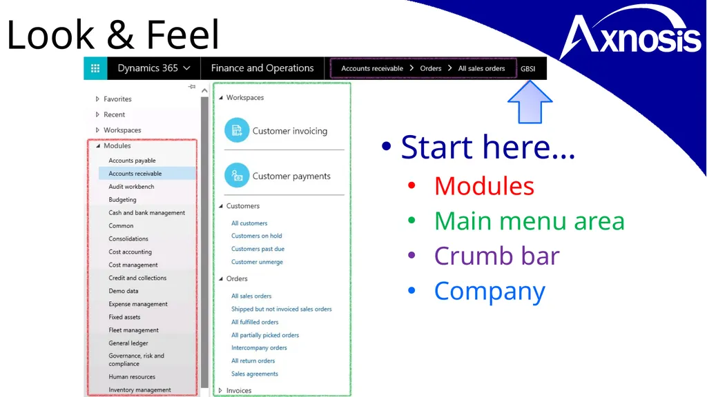 Microsoft Dynamics Look & Feel… D365 Training - slide 10 of 26