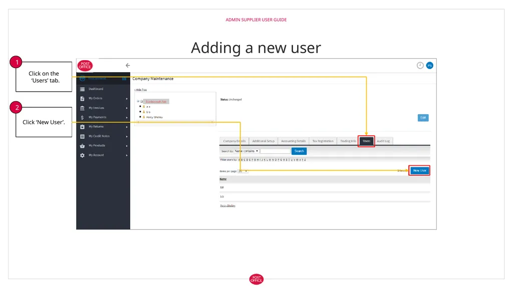 Admin Supplier User Guide Logging in to web3 Admin - slide 14 of 19