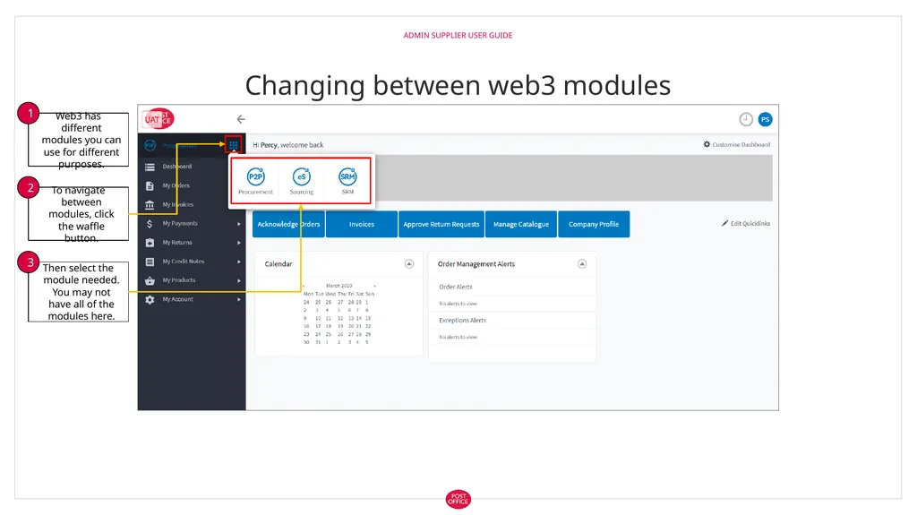 Admin Supplier User Guide Logging in to web3 Admin - slide 4 of 19