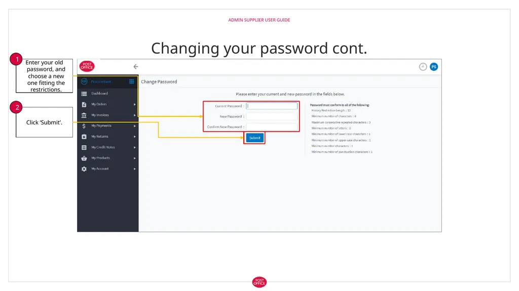 Admin Supplier User Guide Logging in to web3 Admin - slide 13 of 19