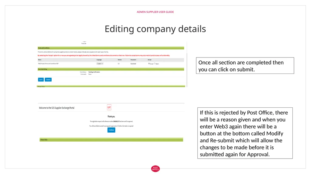 Admin Supplier User Guide Logging in to web3 Admin - slide 10 of 19