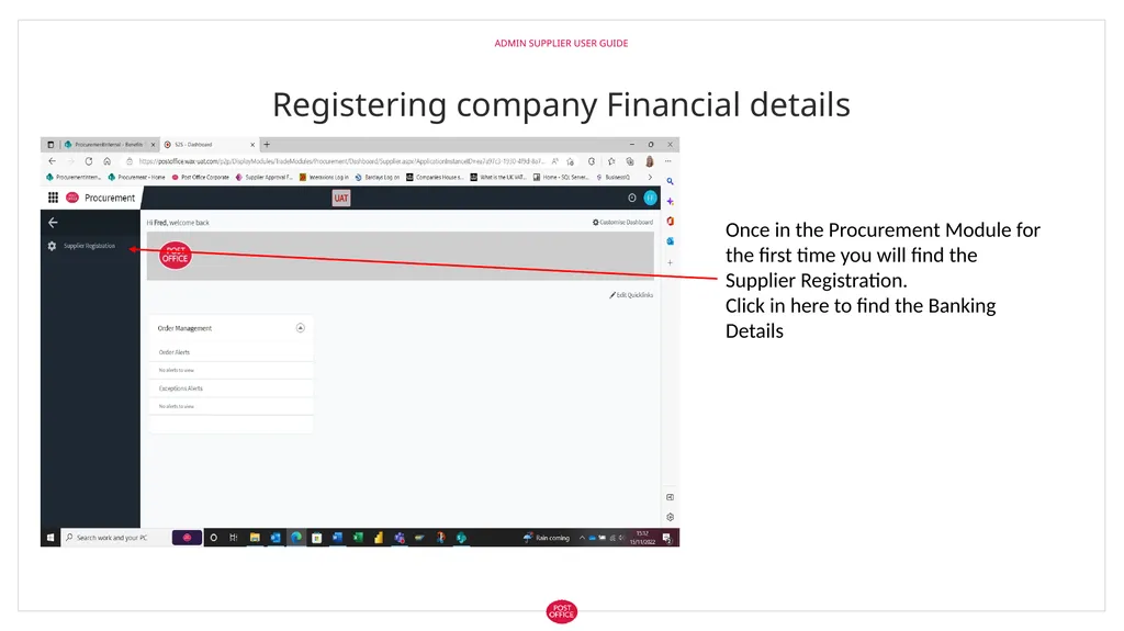 Admin Supplier User Guide Logging in to web3 Admin - slide 8 of 19