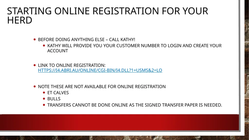 Online Registration Starting Online Registration - slide 2 of 13