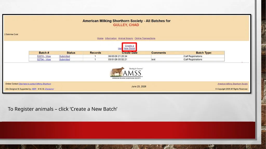 Online Registration Starting Online Registration - slide 6 of 13