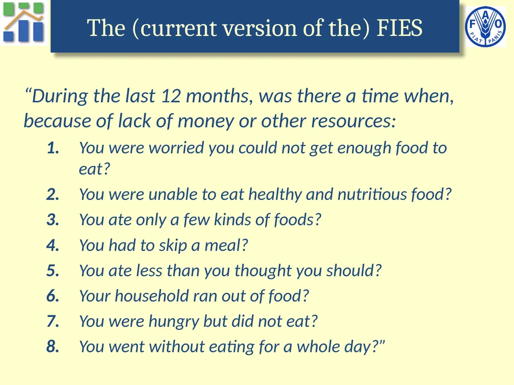 Voices of the Hungry A worldwide survey of - slide 12 of 26