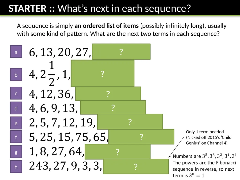 Year 7 :: Sequences Dr J Frost - slide 3 of 24