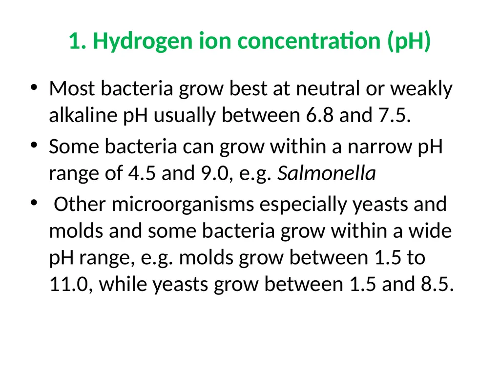 Factors affecting microbial growth in food (a) - slide 3 of 23