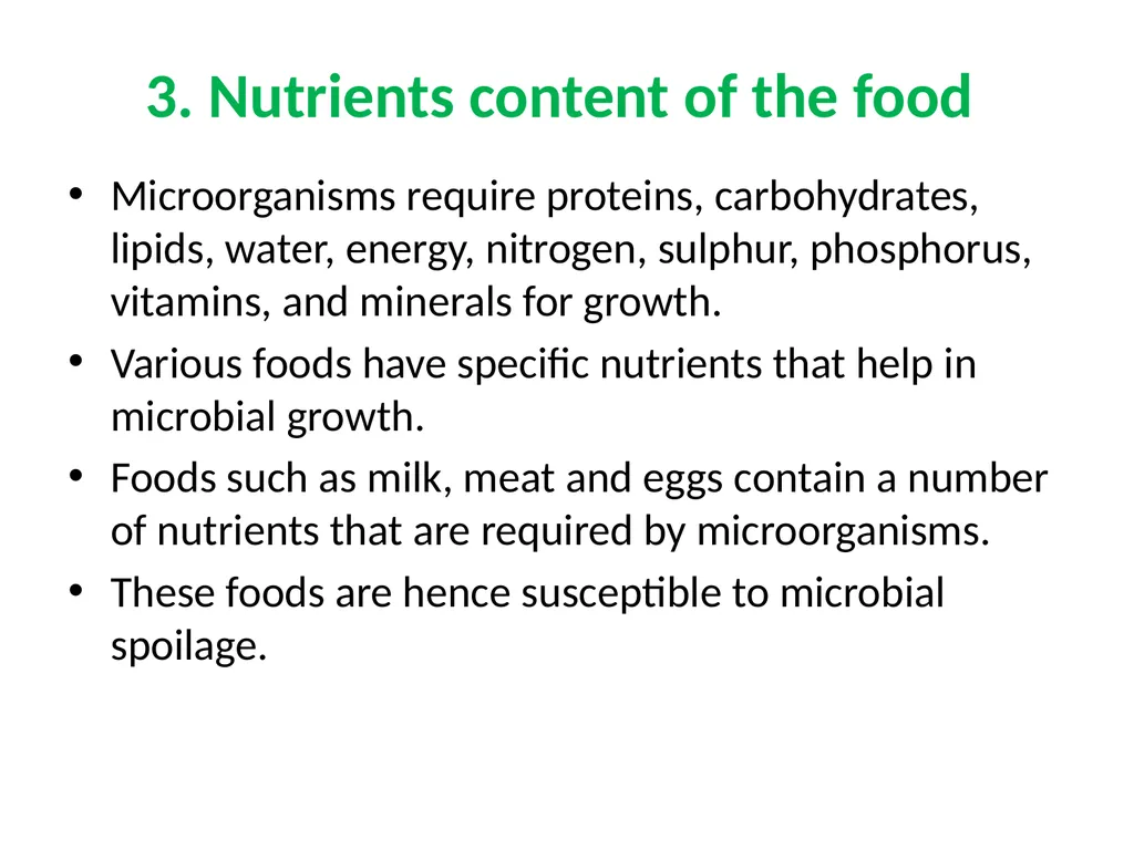 Factors affecting microbial growth in food (a) - slide 12 of 23