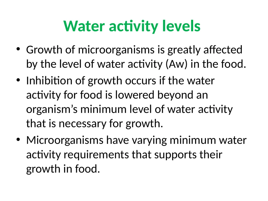 Factors affecting microbial growth in food (a) - slide 10 of 23