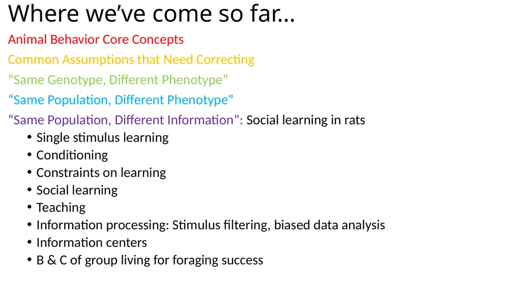 Where we’ve come so far… Animal Behavior Core - slide 5 of 16