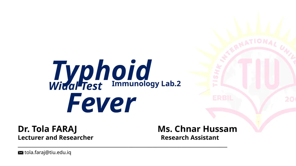 Dr. Tola FARAJ Ms. Chnar Hussam Lecturer and - slide 1 of 13