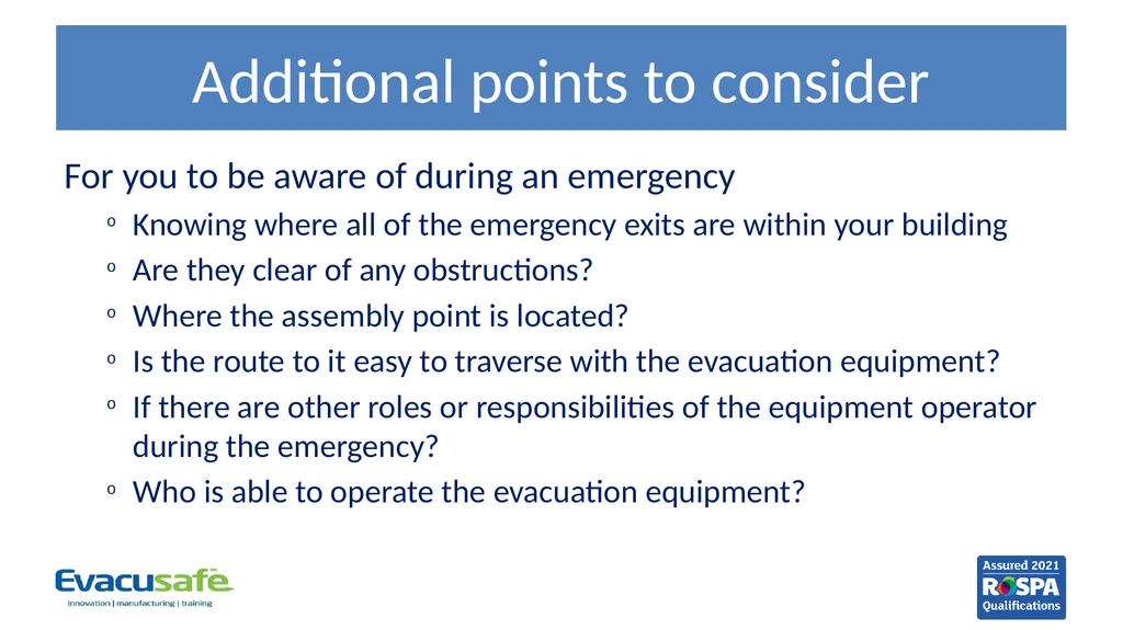 Evacuation Equipment Key Trainer Course Before we - slide 15 of 20