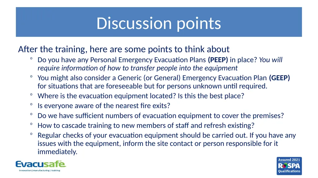 Evacuation Equipment Key Trainer Course Before we - slide 19 of 20
