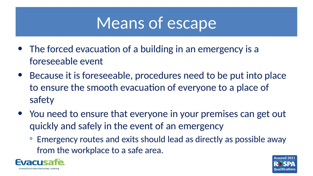 Evacuation Equipment Key Trainer Course Before we - slide 13 of 20