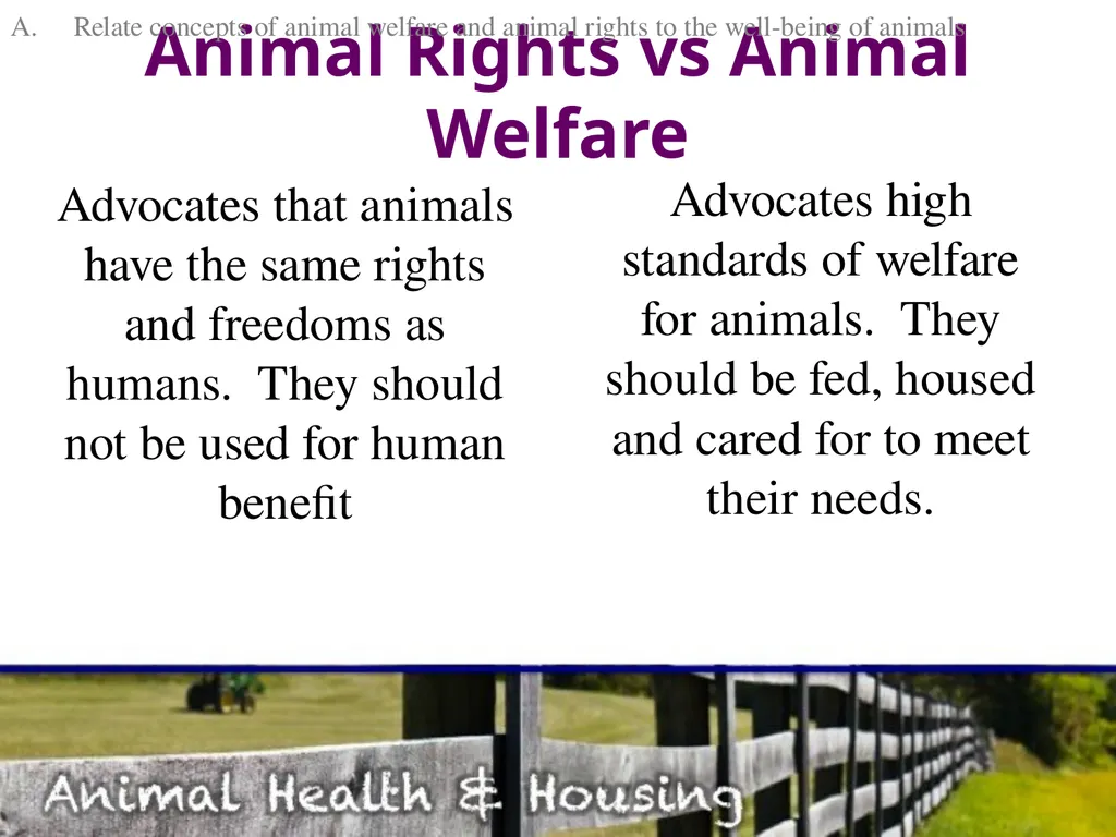 Animal Health & Housing Relate concepts of animal - slide 2 of 17