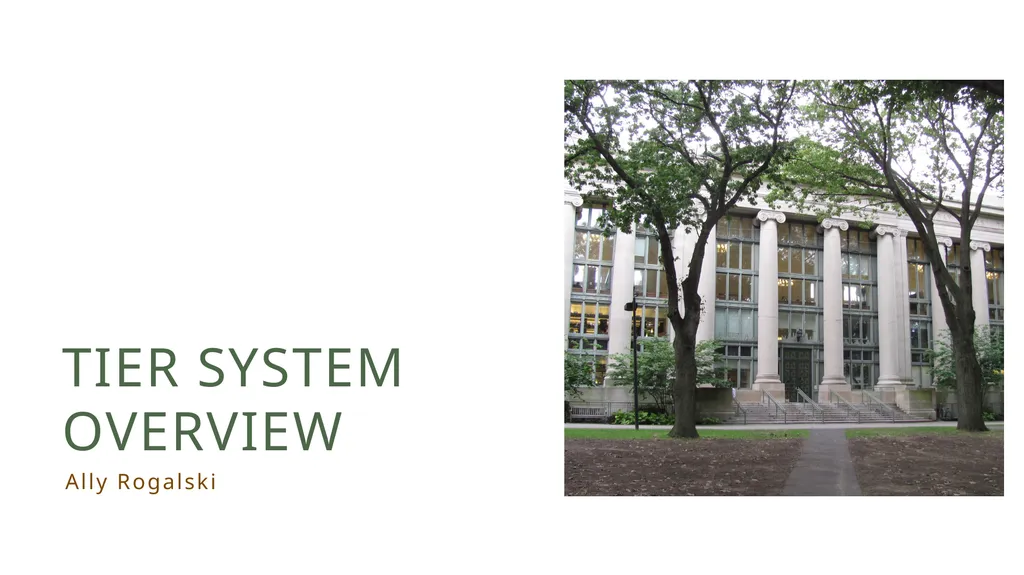 Tier system overview Ally Rogalski Overview on the - slide 1 of 10