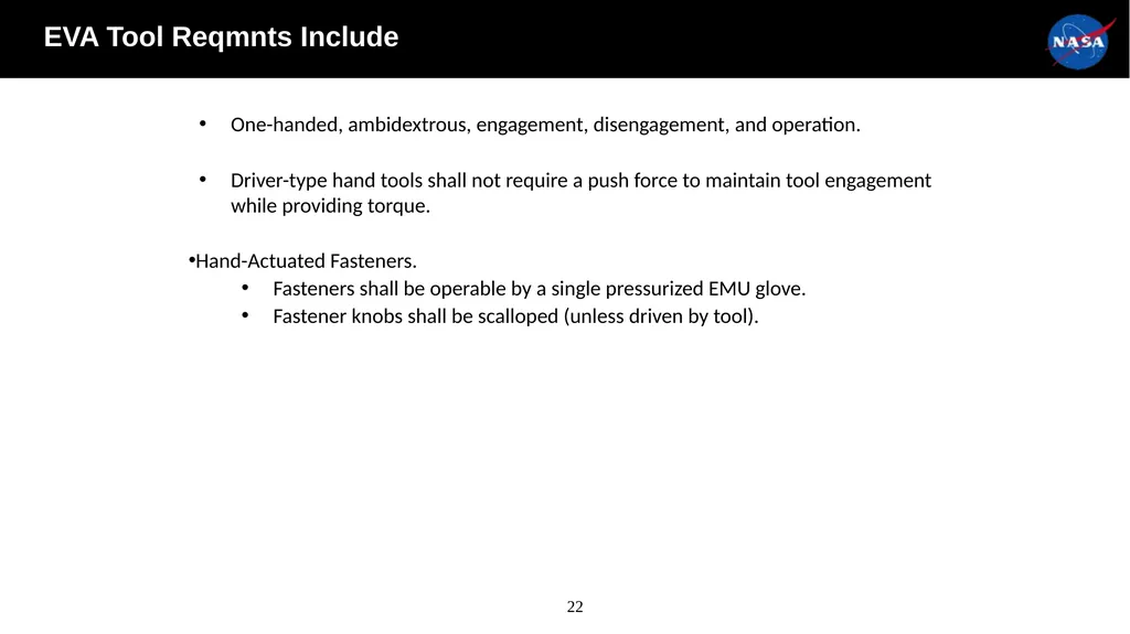 xEVA Compatibility Requirements Tamra George - slide 22 of 26