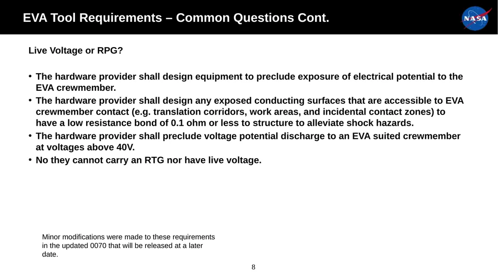 xEVA Compatibility Requirements Tamra George - slide 8 of 26