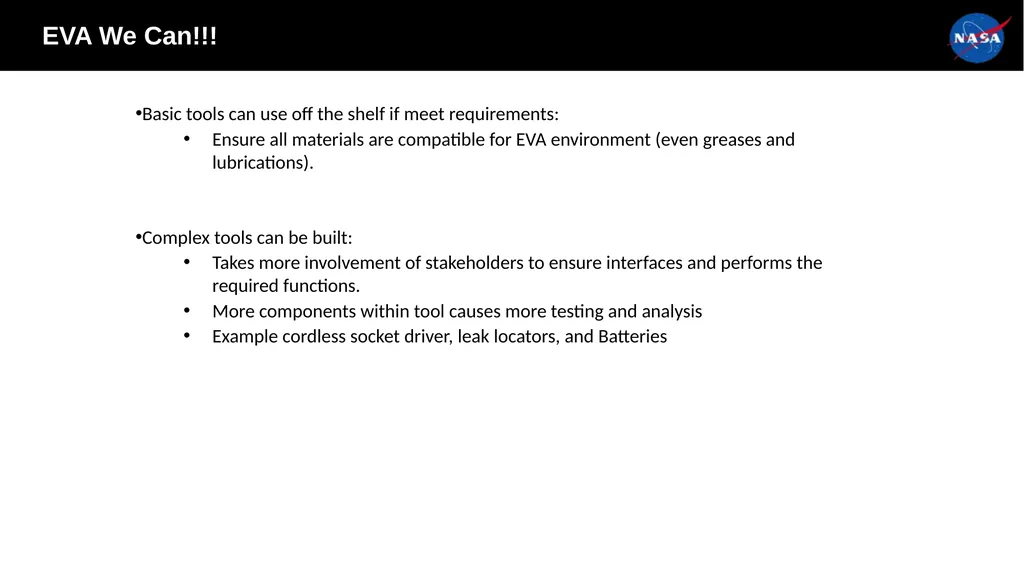 xEVA Compatibility Requirements Tamra George - slide 12 of 26