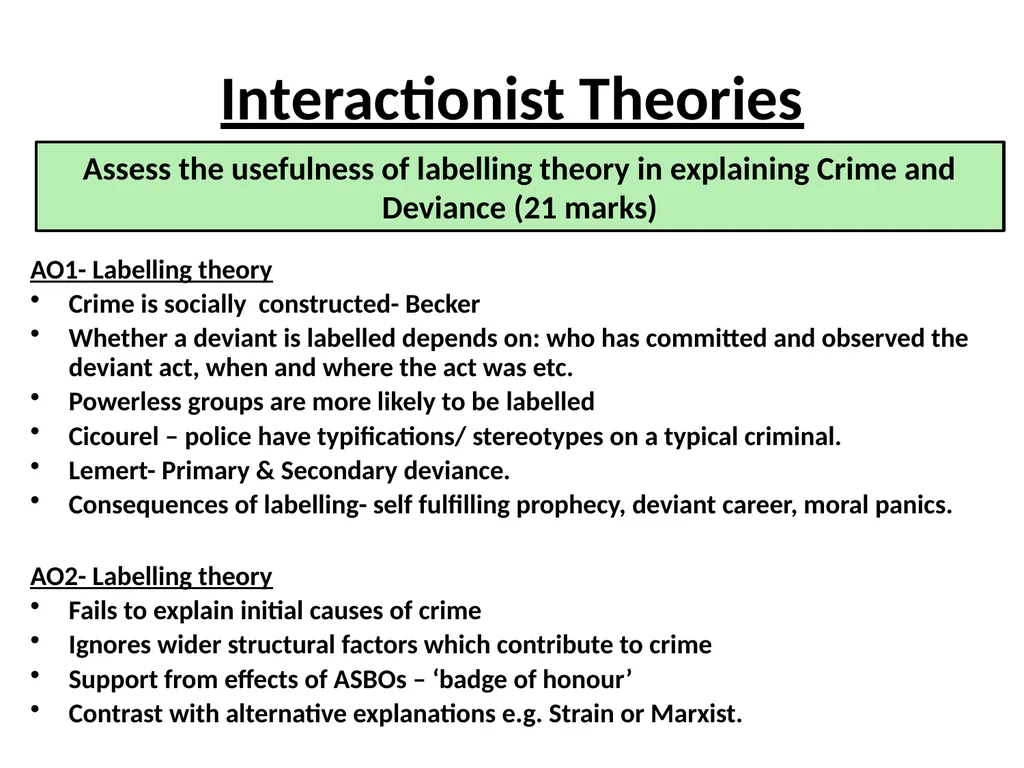 Theories on Crime and Deviance You need to know: - slide 4 of 10