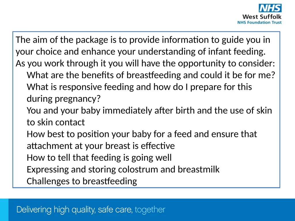 Infant Feeding Workshop Welcome Infant Feeding - slide 3 of 21