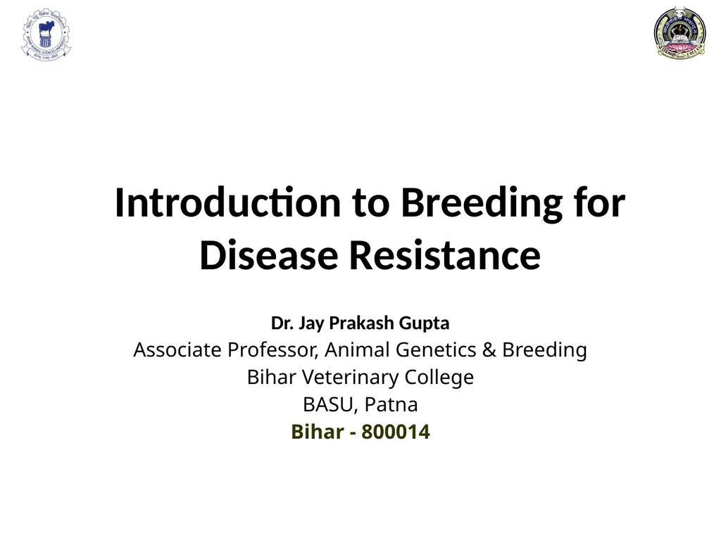 Introduction to Breeding for Disease Resistance - slide 1 of 16