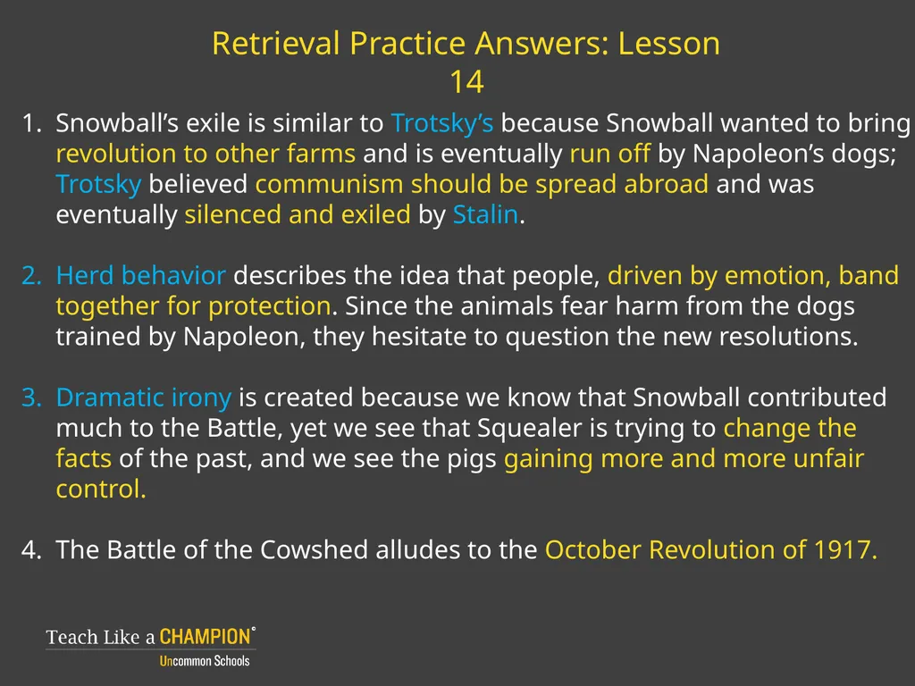 Retrieval Practice Animal Farm Retrieval Practice: - slide 10 of 20