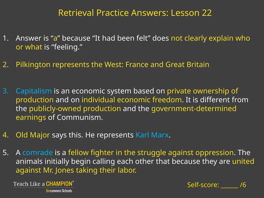 Retrieval Practice Animal Farm Retrieval Practice: - slide 19 of 20