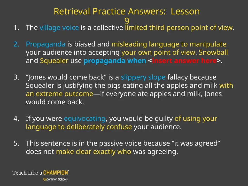 Retrieval Practice Animal Farm Retrieval Practice: - slide 7 of 20