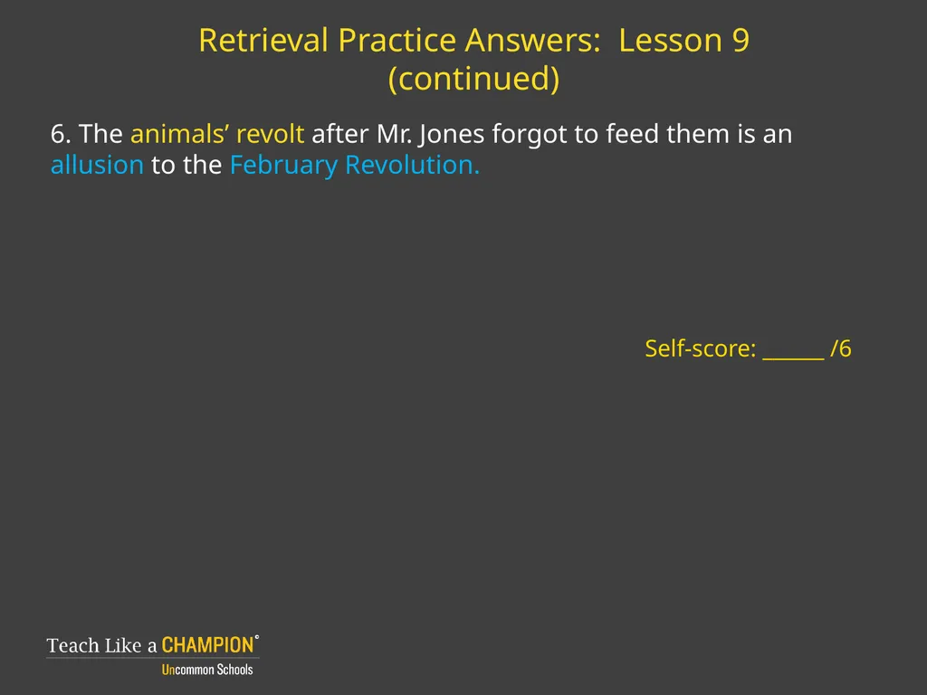 Retrieval Practice Animal Farm Retrieval Practice: - slide 8 of 20