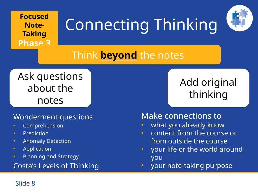 Focused Note-Taking Five Steps to Success Purpose - slide 8 of 19